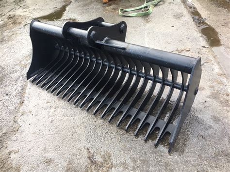 mini excavator rock rake attachments